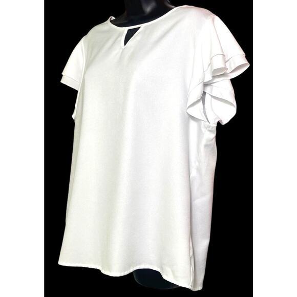 Shein Curve Womens White Top Pullover Short Ruffle Sleeve Blouse Plus Size 2XL - Picture 2 of 10